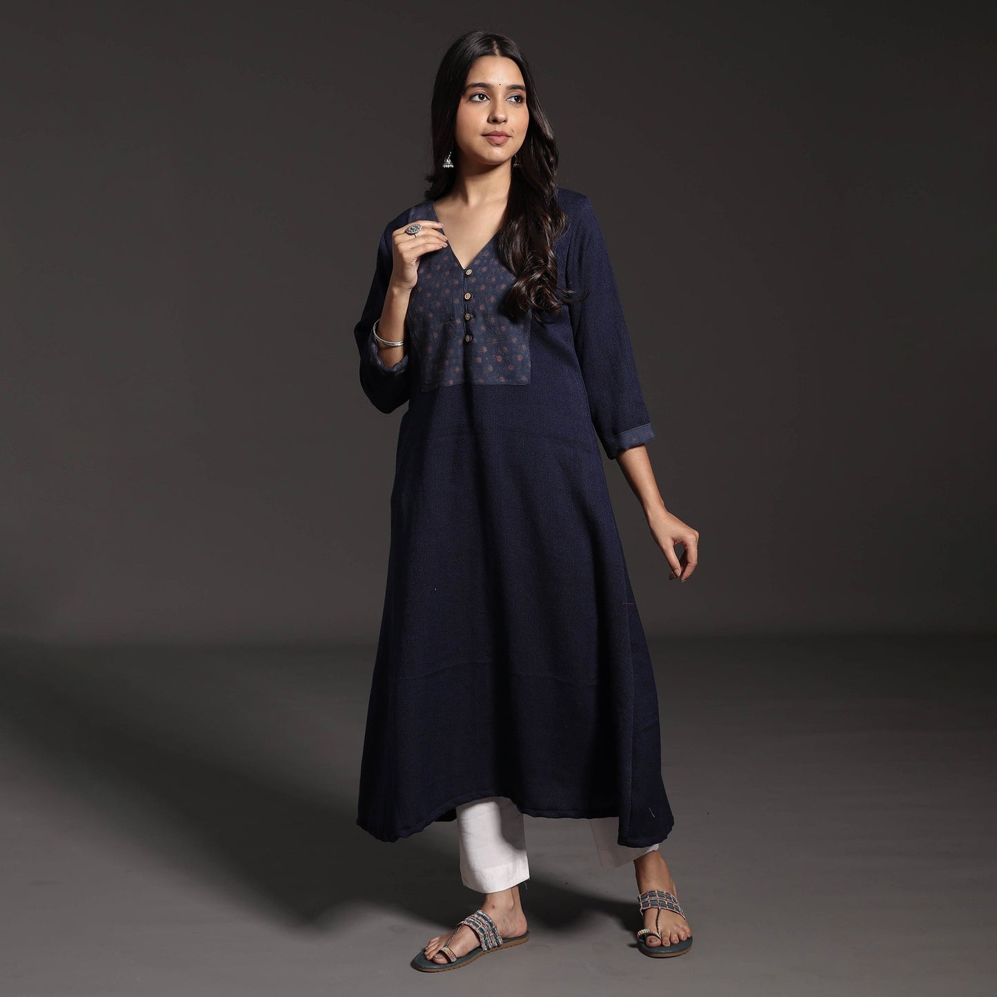 Kumaun Handwoven Straight Merino Woolen Kurta for Women