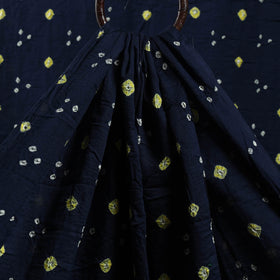 Navy Blue Kutch Tie-Dye Satin Cotton Bandhani Fabric Online