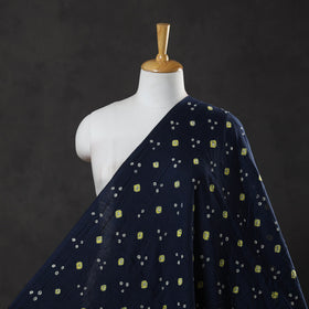 Navy Blue Kutch Tie-Dye Satin Cotton Bandhani Fabric Online