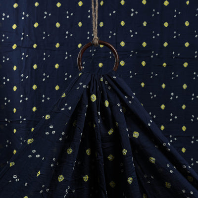 Navy Blue Kutch Tie-Dye Satin Cotton Bandhani Fabric Online