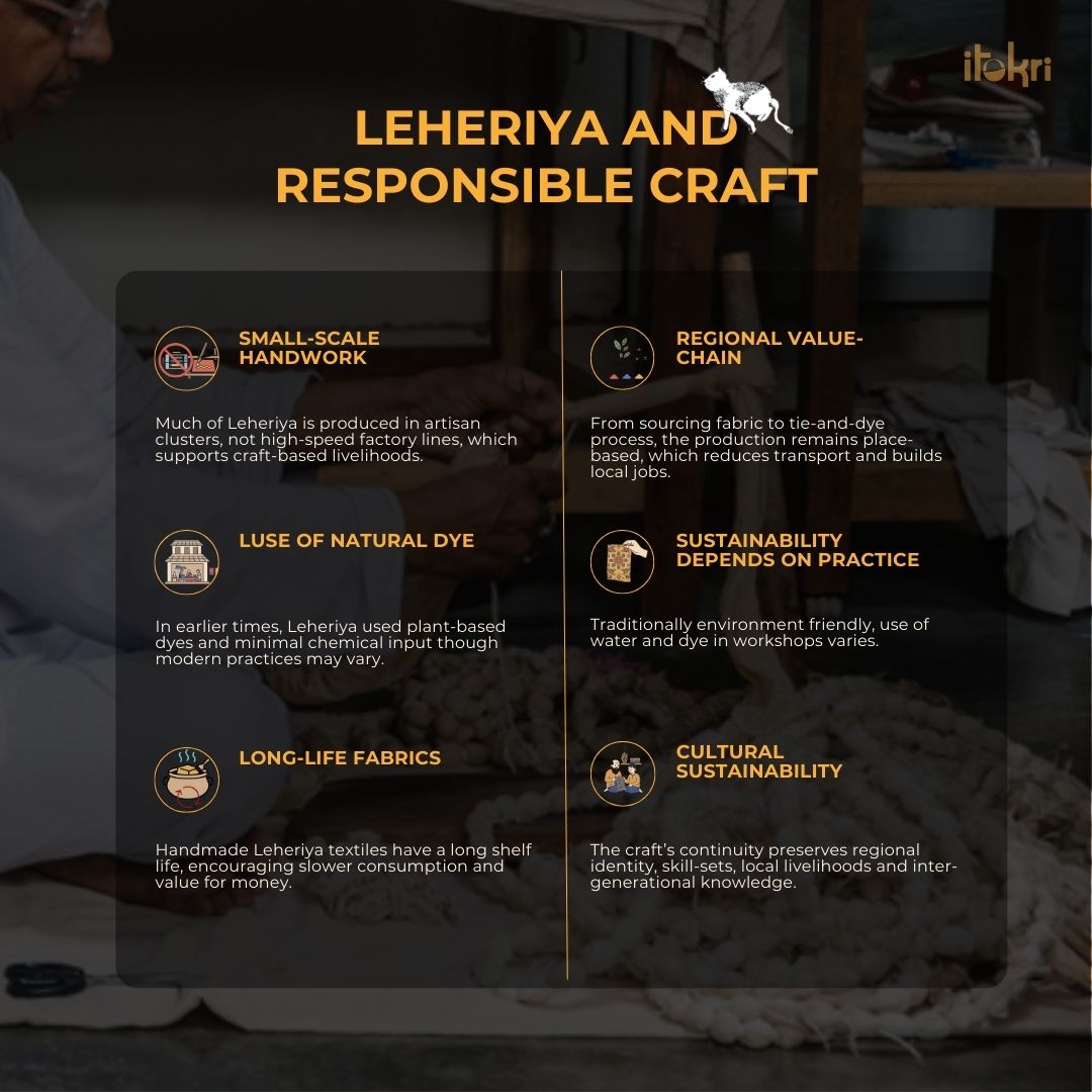 Navy blue leheriya tie-dye chanderi silk long kurta