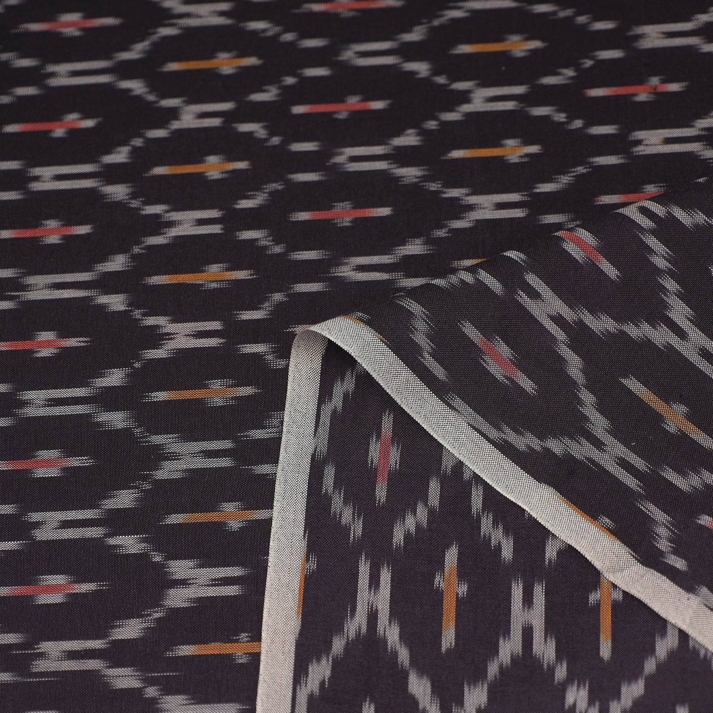  Navy Blue Mercerised Cotton Pochampally Ikat Fabric