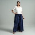 Navy blue - plain dyed cotton flared palazzo - handcrafted