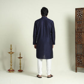 Buy Plain Dyed Slub Silk Men Long Kurta Online at iTokri.com