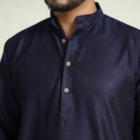 Buy Plain Dyed Slub Silk Men Long Kurta Online at iTokri.com