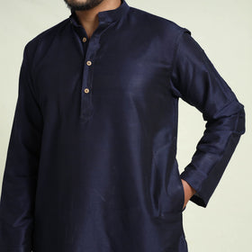 Buy Plain Dyed Slub Silk Men Long Kurta Online at iTokri.com