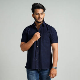  Plain Handloom Cotton Men Half Sleeve Shirt