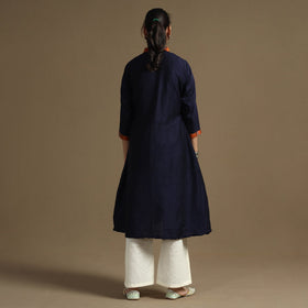 Buy Plain Solid Slub Silk Long Kurta Online at iTokri.com