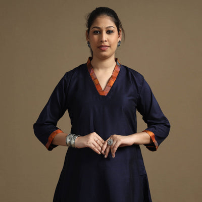 Buy Plain Solid Slub Silk Long Kurta Online at iTokri.com