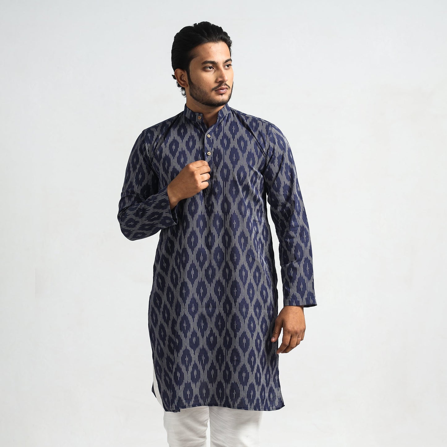 Buy Pochampally Ikat Cotton Men Long Kurta Online at iTokri.com