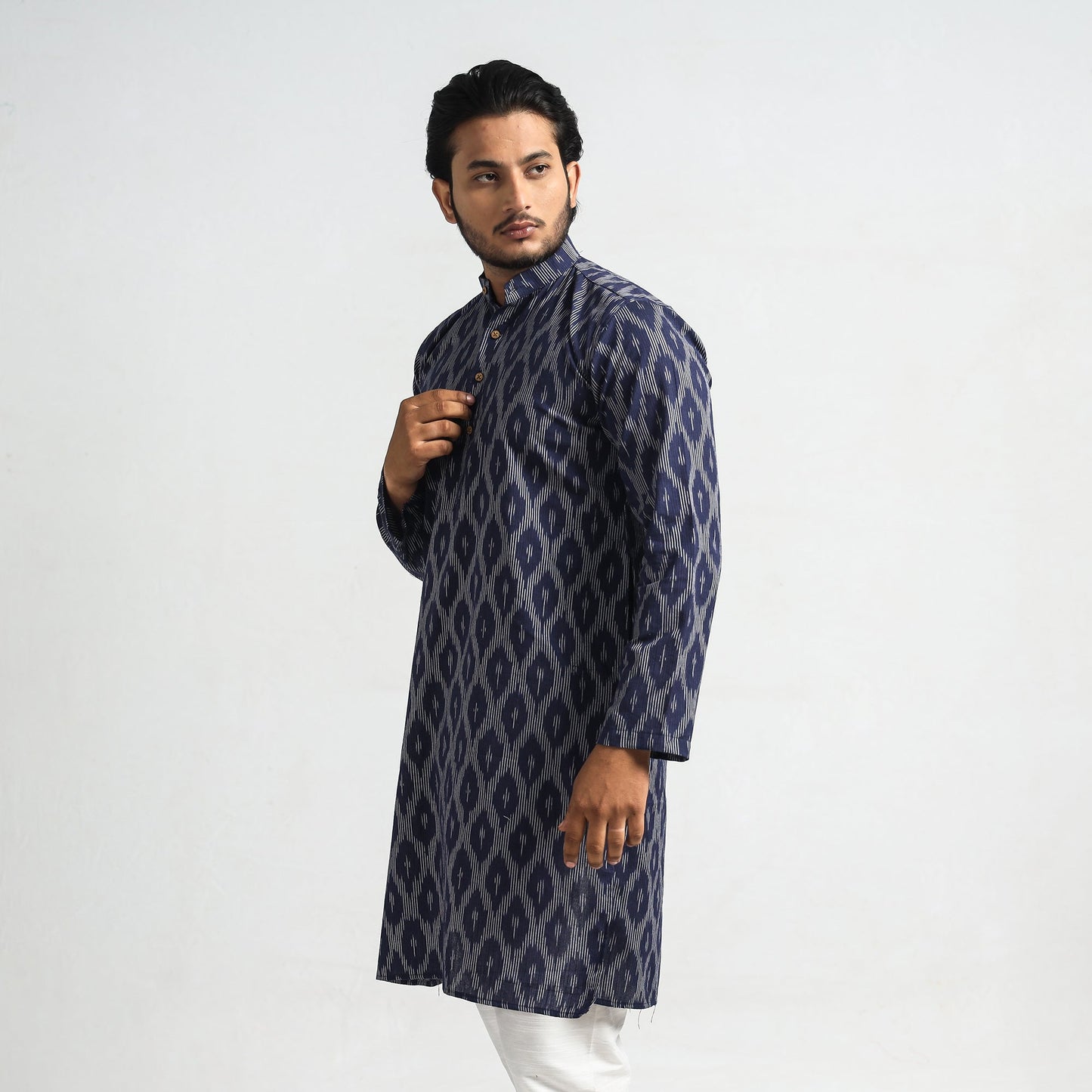 Buy Pochampally Ikat Cotton Men Long Kurta Online at iTokri.com