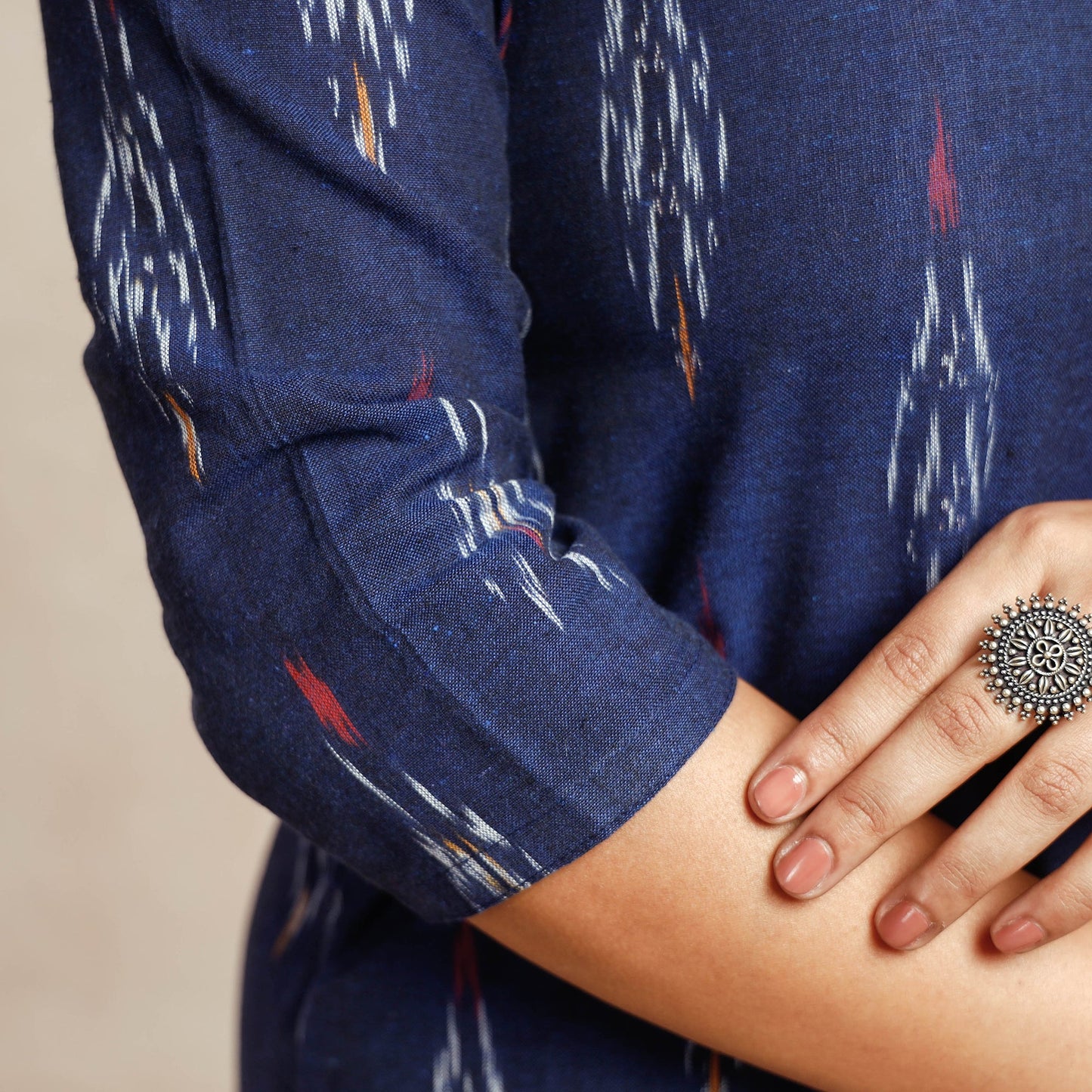  Pochampally Ikat Weave Cotton Long Kurta 