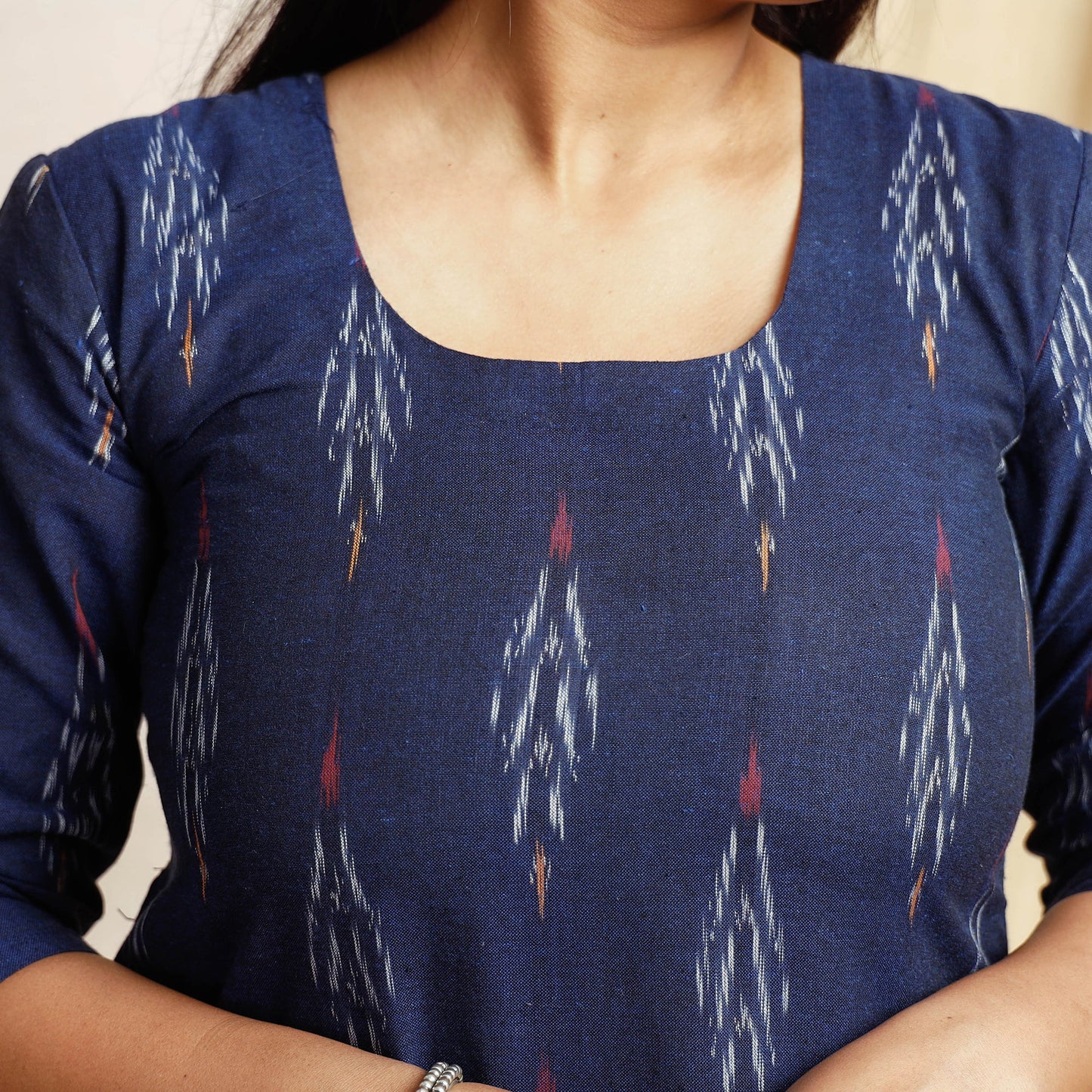  Pochampally Ikat Weave Cotton Long Kurta 