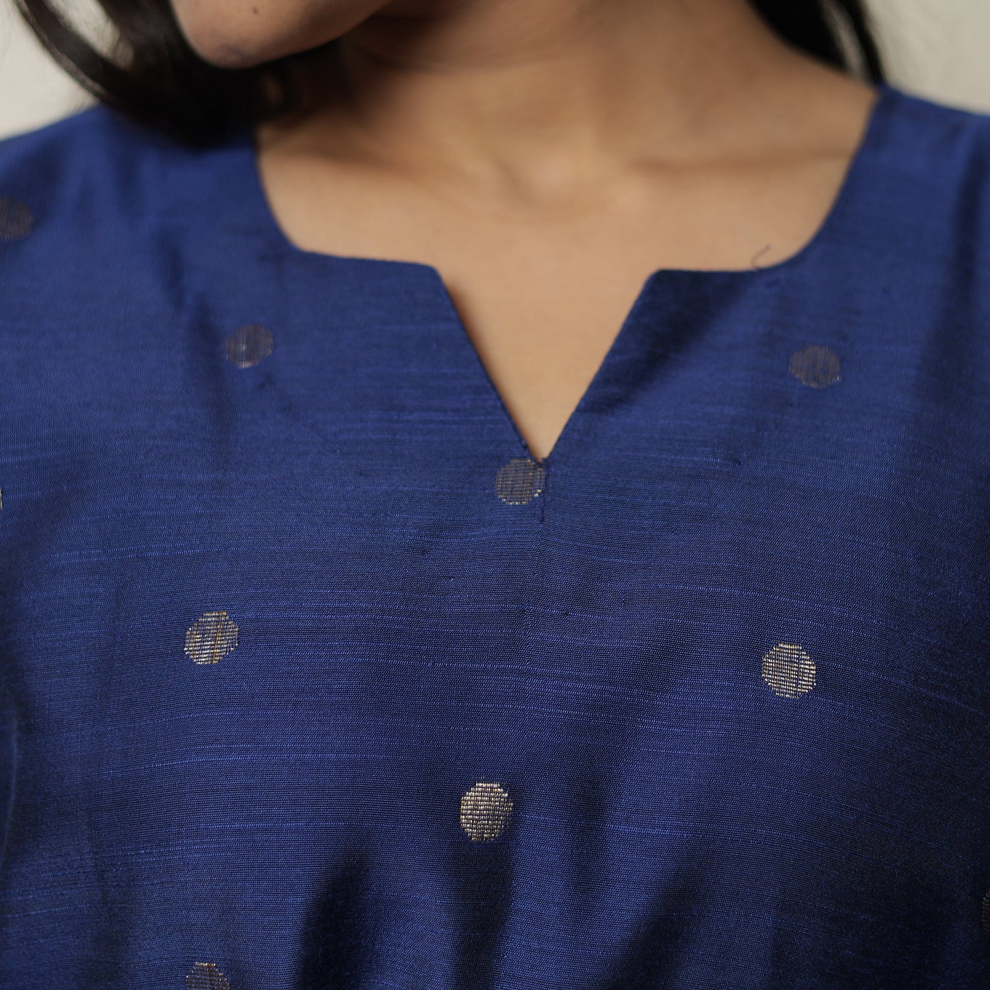 Polka Zari Buti Spun Dupion Silk Long Straight Kurta for Women