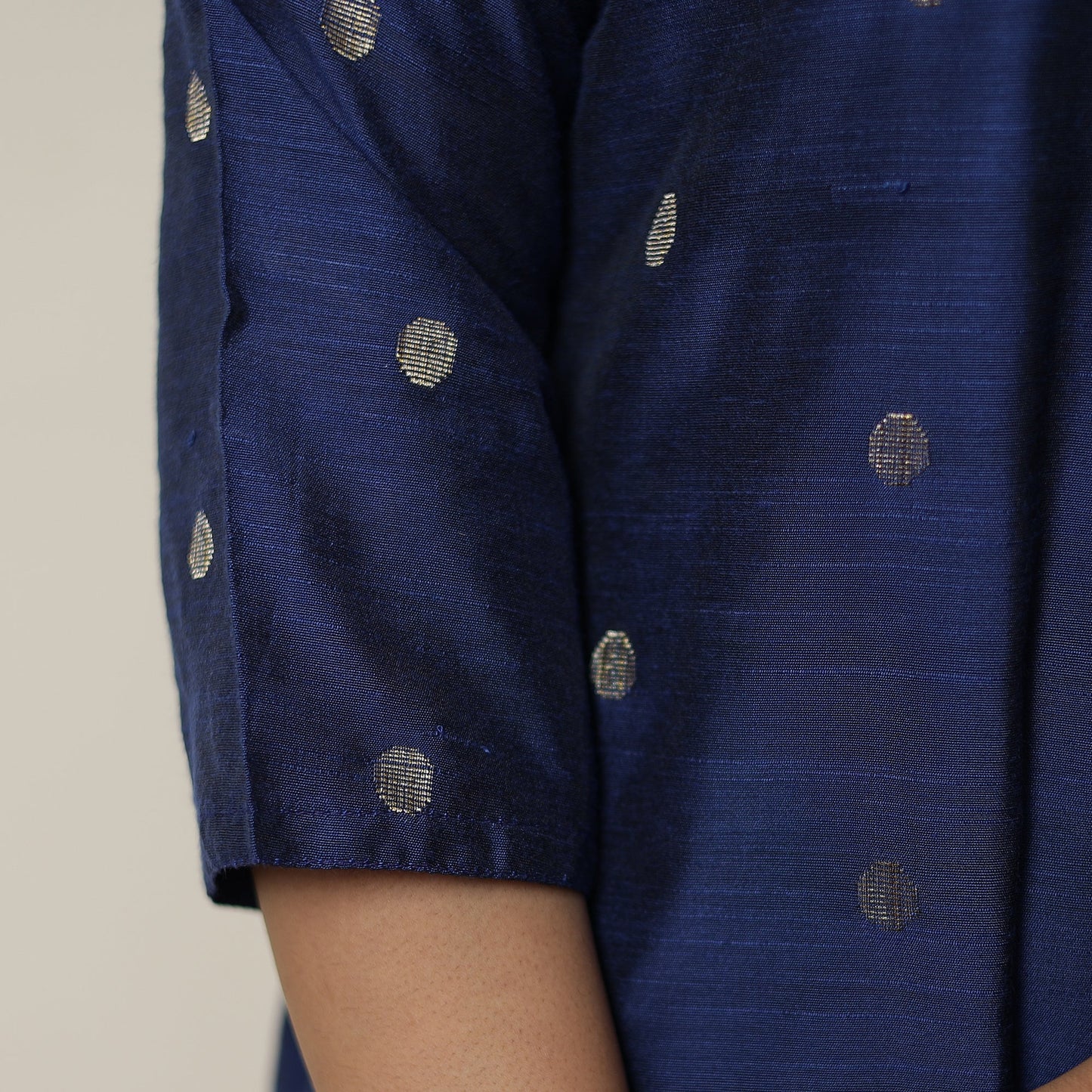 Polka Zari Buti Spun Dupion Silk Long Straight Kurta for Women