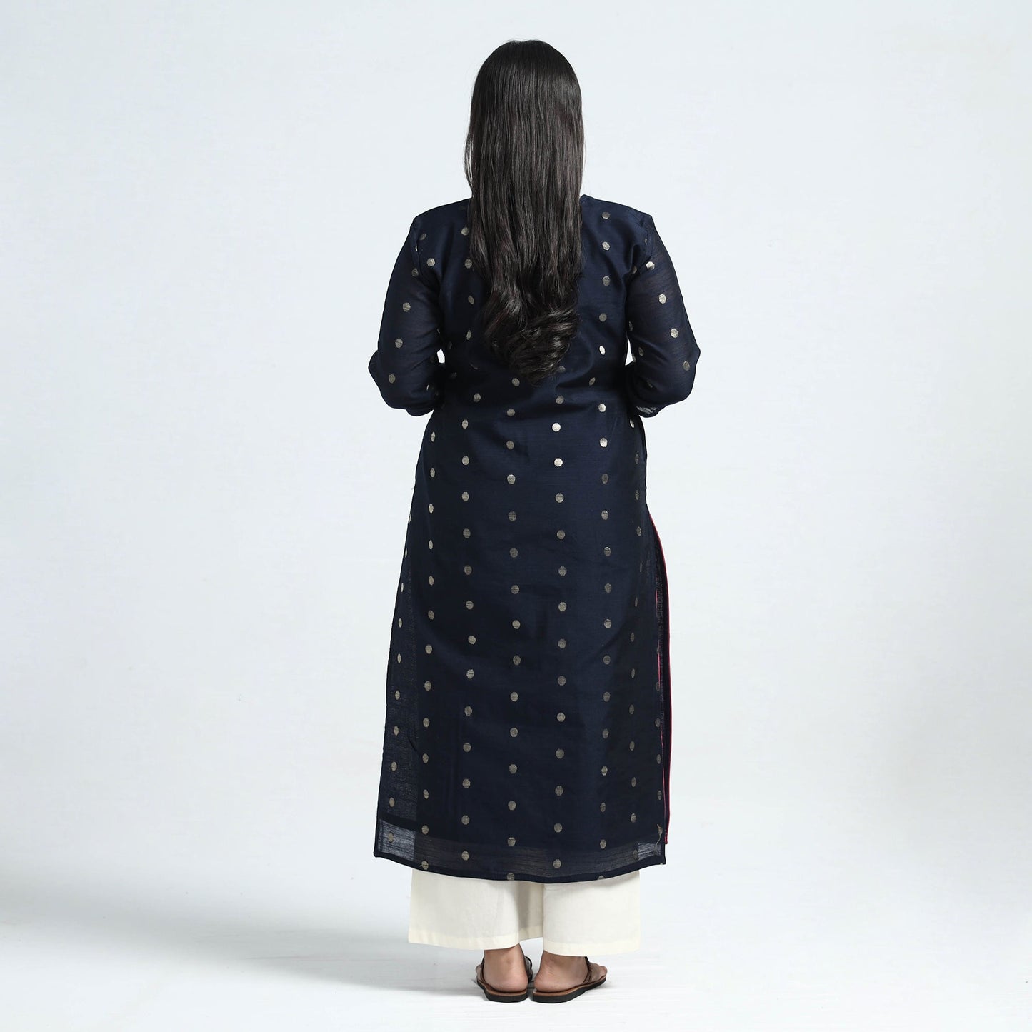 Polka Zari Buti Spun Dupion Silk  Kurta