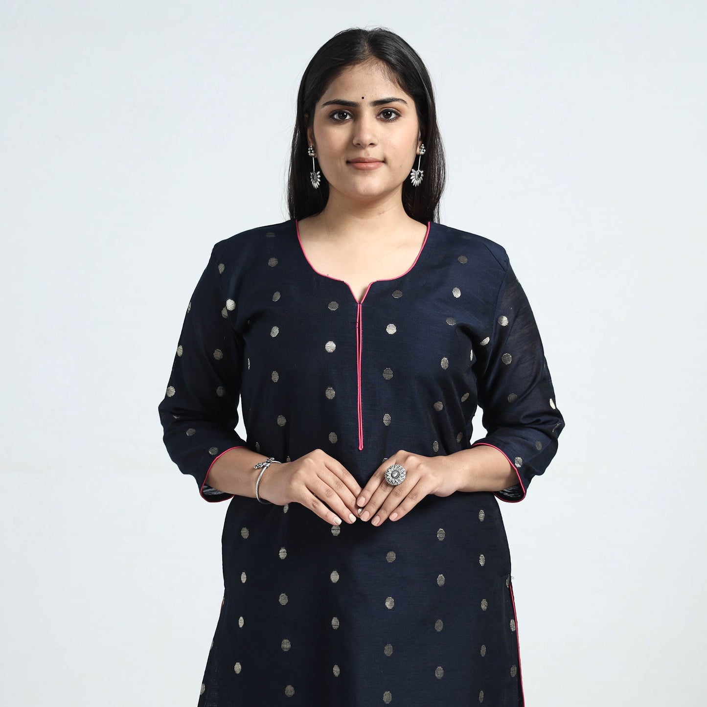 Polka Zari Buti Spun Dupion Silk  Kurta