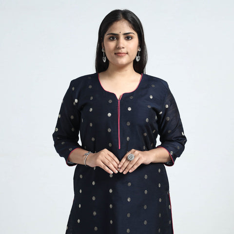 Polka Zari Buti Spun Dupion Silk  Kurta
