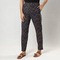 Buy Navy Blue Ajrakh Block Printing Cotton Tapered Casual Pant for Women Online at iTokri.com