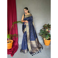 Blue - Udaan Navy Soft Silk Handwork Saree