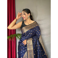 Blue - Udaan Navy Soft Silk Handwork Saree