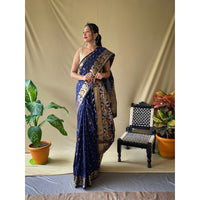 Suhani Navy Blue Soft Silk Handwork Saree