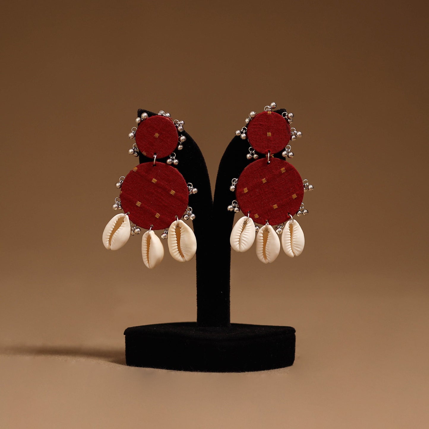 Nidha shell & ghungroo work fabart handmade earrings
