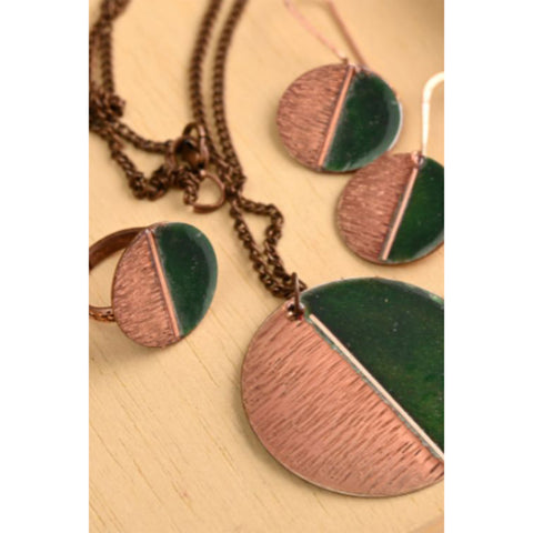 Hand Crafted Copper Enamel -  Kakan Green Set