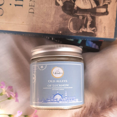 Buy Old Alleys of Lucknow Agarwood Frankincense & Sandalwood Candle 200ml