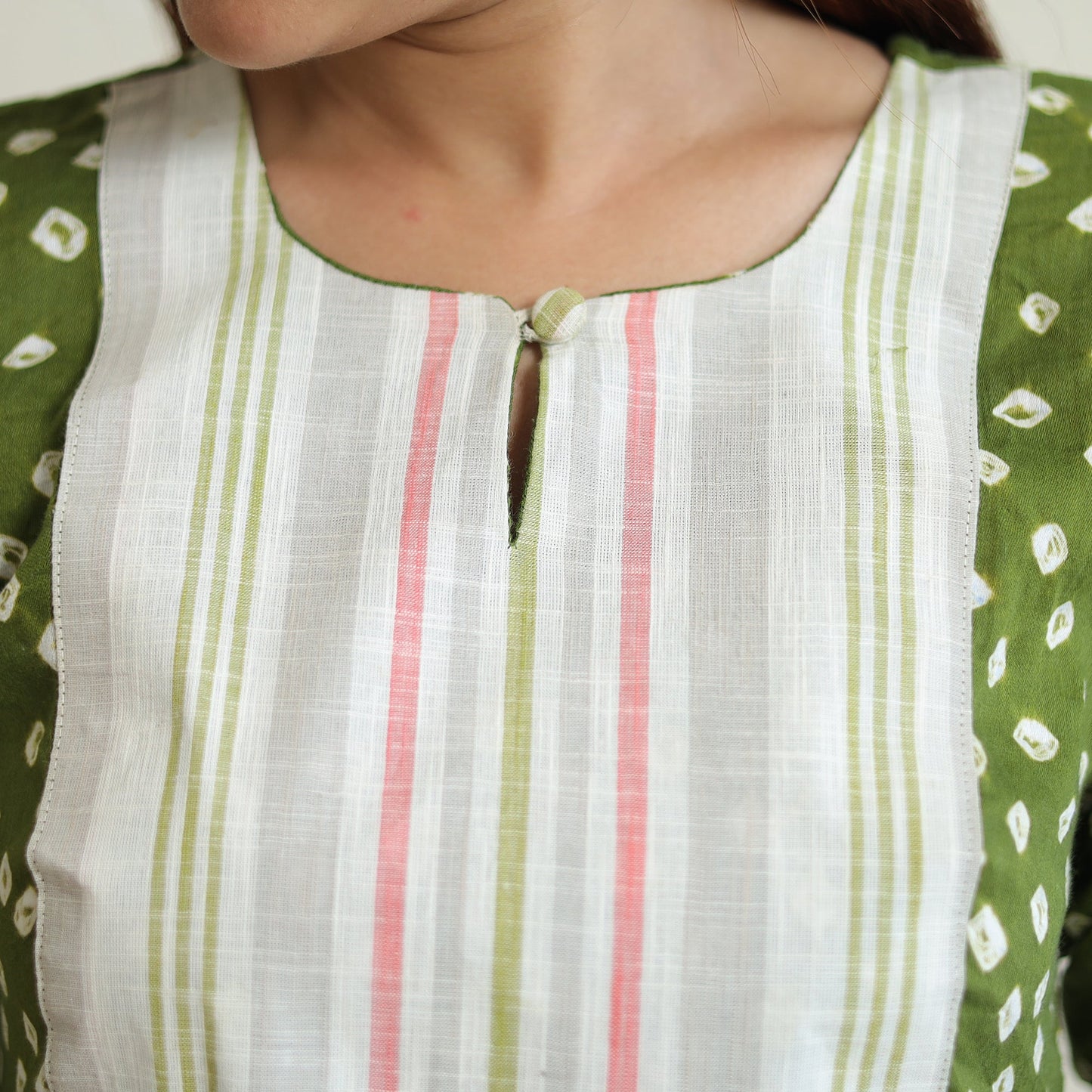 Buy Bandhani Tie-dye Cotton Long Straight Kurta for Women