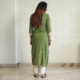 Buy Bandhani Tie-dye Cotton Long Straight Kurta for Women