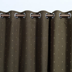  Olive Green Cotton Door Jacquard Curtain (7 x 3 Feet) 