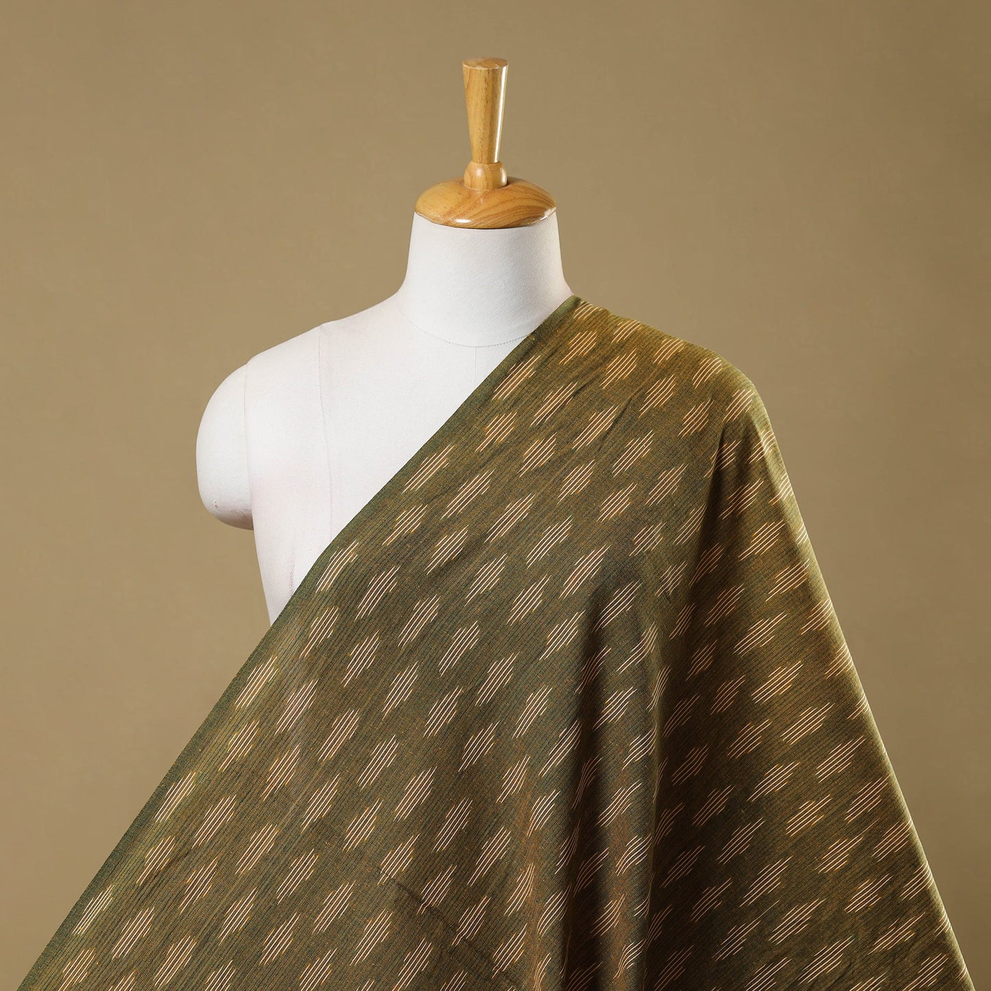 Cotton Olive Green Pochampally Ikat Fabric Online in India