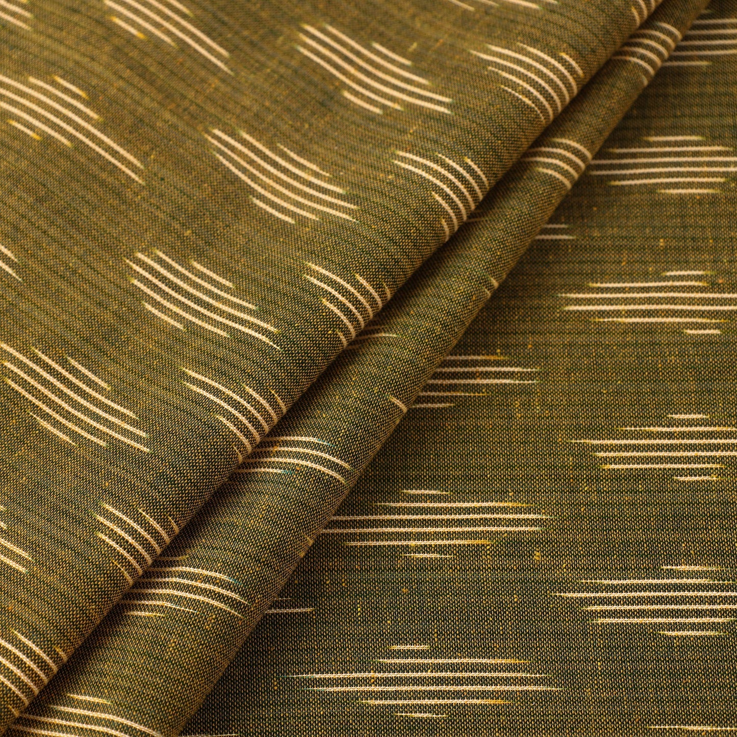 Cotton Olive Green Pochampally Ikat Fabric Online in India