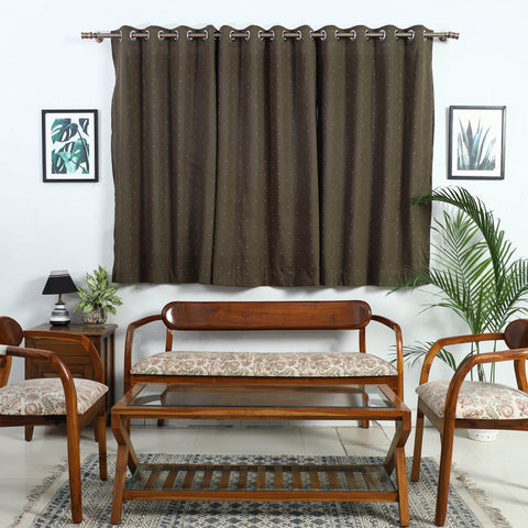  Olive Green Cotton Window Jacquard Curtain (5 x 3 Feet)