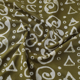  Olive Green Hand Printed Cotton Batik Fabric