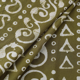  Olive Green Hand Printed Cotton Batik Fabric