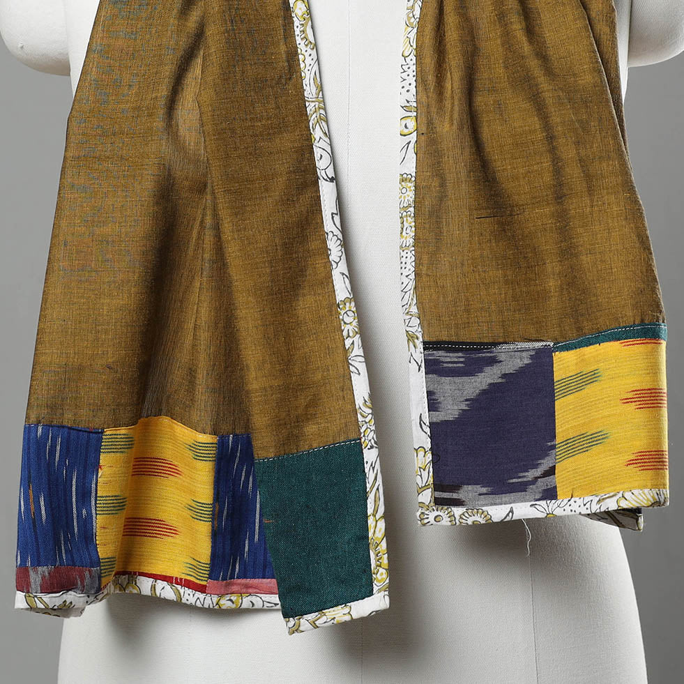 Olive green - handloom cotton mangalagiri stole 08