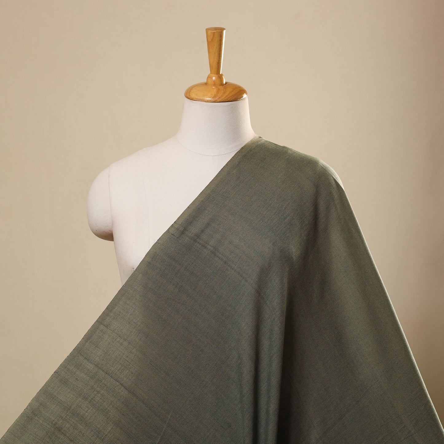  Olive Green Jhiri Pure Handloom Cotton Fabric