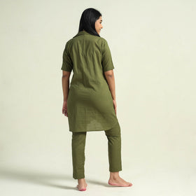 Olive green - plain dyed cotton co-ord set - handcrafted