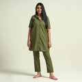 Olive green - plain dyed cotton co-ord set - handcrafted