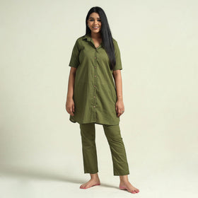 Olive green - plain dyed cotton co-ord set - handcrafted