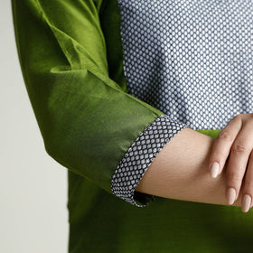 Olive Green - Plain Silk Long Straight Kurta