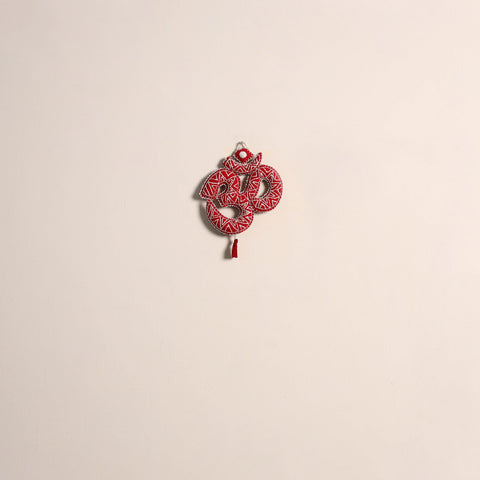 Om - aipan art hand embroidered hanging 01 - handcrafted