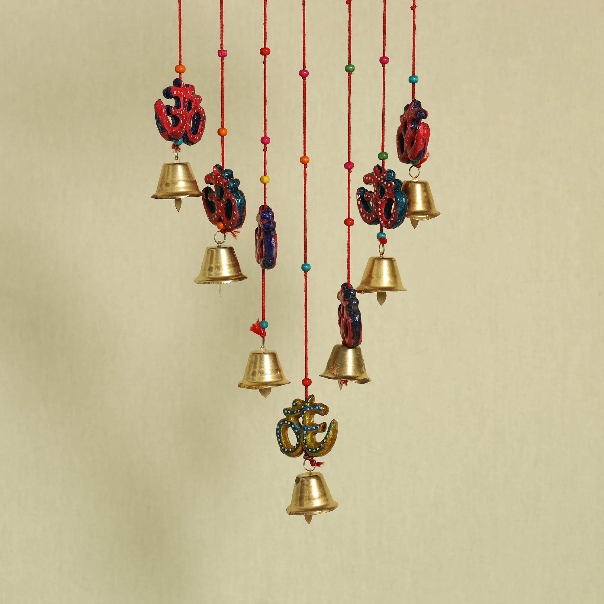  Om - Handpainted Wooden Decorative Bell Hanging
