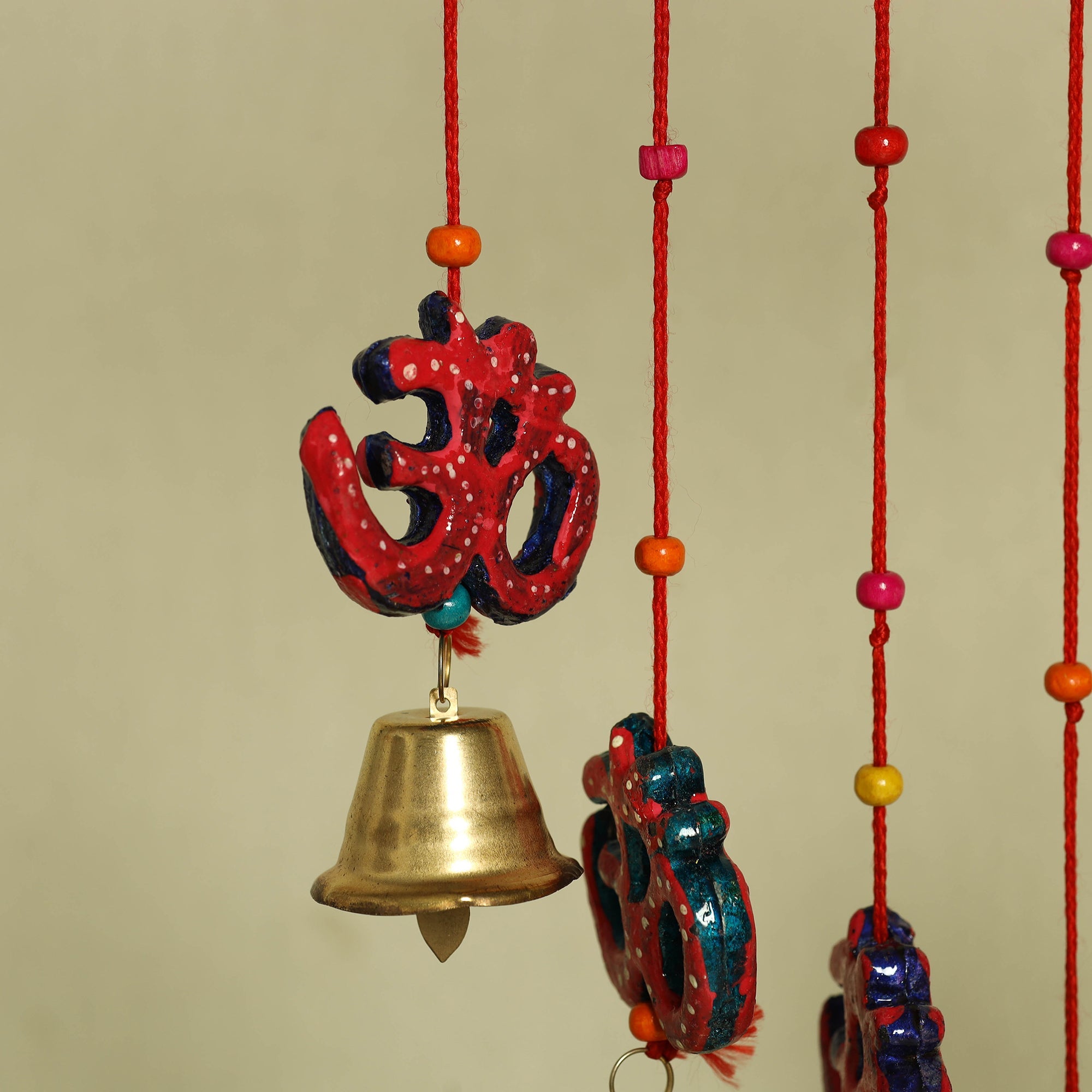  Om - Handpainted Wooden Decorative Bell Hanging