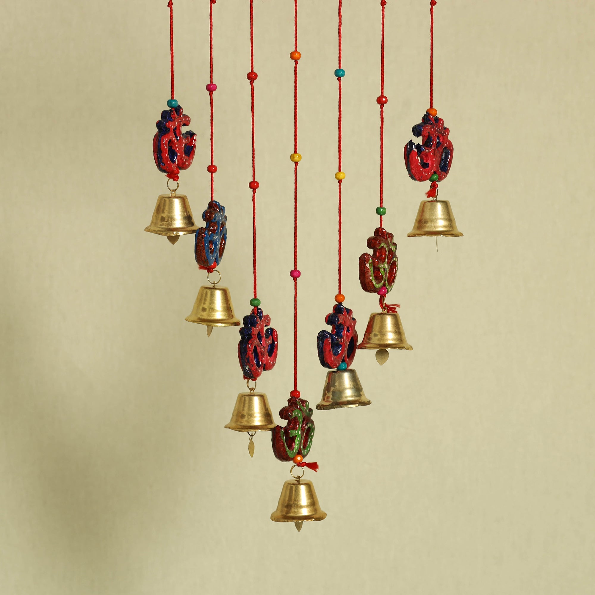  Om - Handpainted Wooden Decorative Bell Hanging