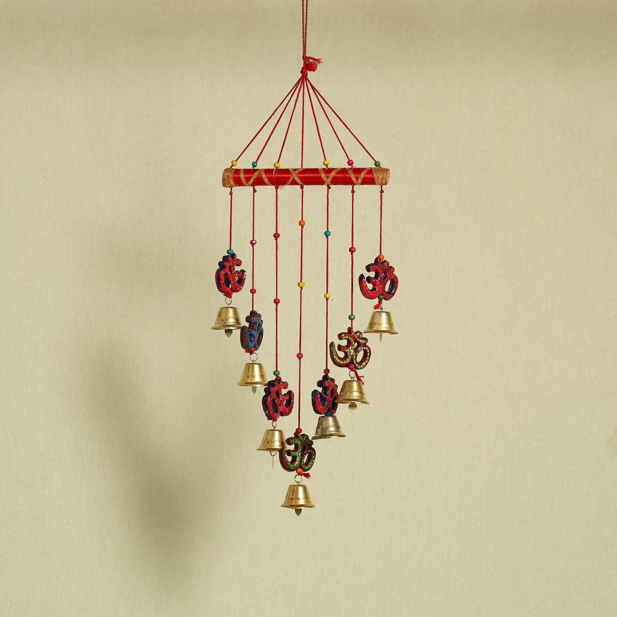  Om - Handpainted Wooden Decorative Bell Hanging