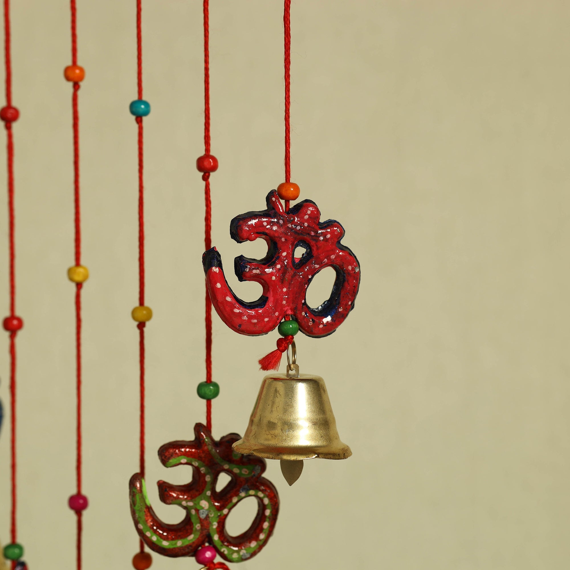  Om - Handpainted Wooden Decorative Bell Hanging