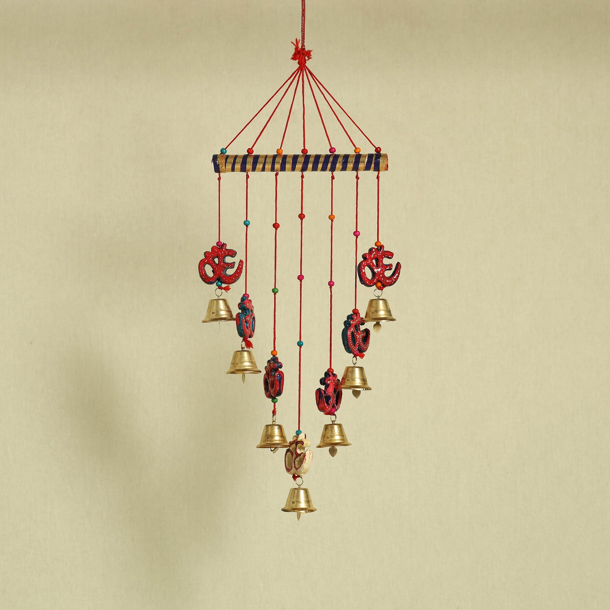  Om - Handpainted Wooden Decorative Bell Hanging